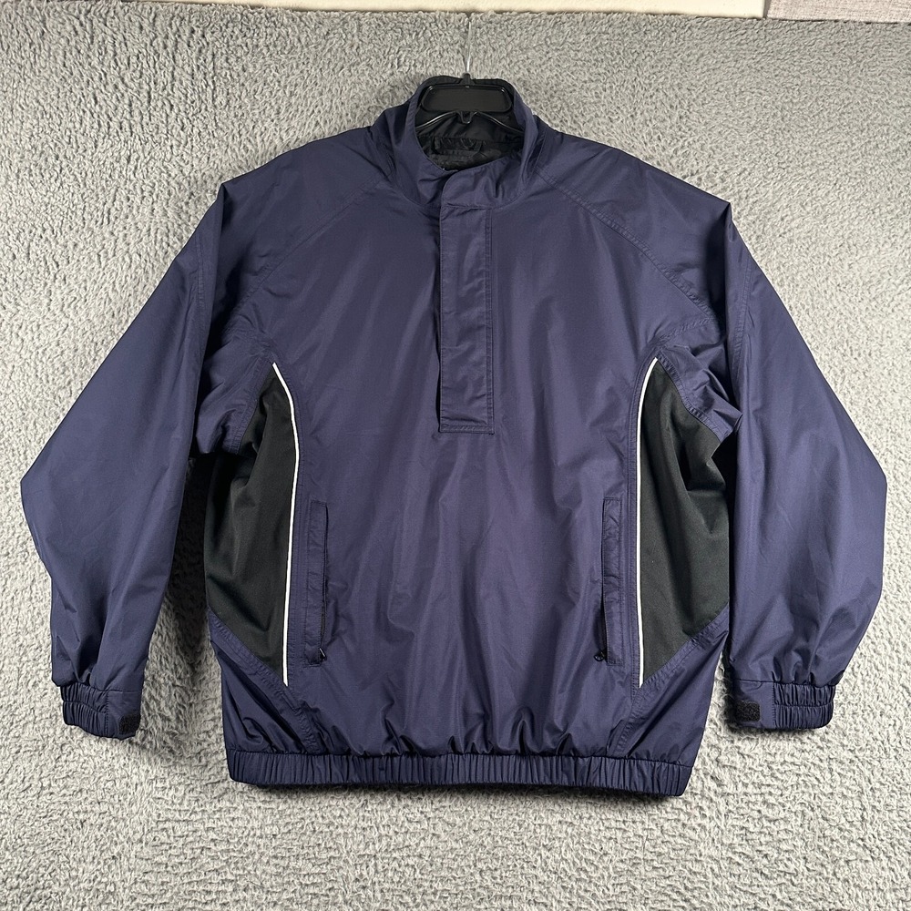 Dryjoys by Footjoy Jacket Men's Large Blue Black Half Zip Pullover Rain Coat